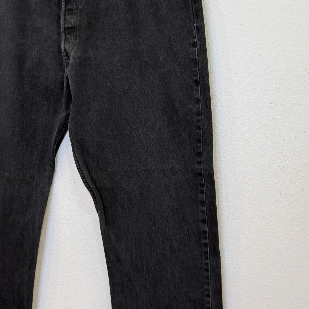 Levi's 501 Jeans Mens Size 42x34 Black Washed Button Fly Straight Leg Red Tab